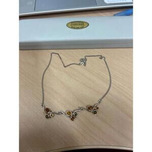 Vintage Baltic Amber Necklace - Sterling